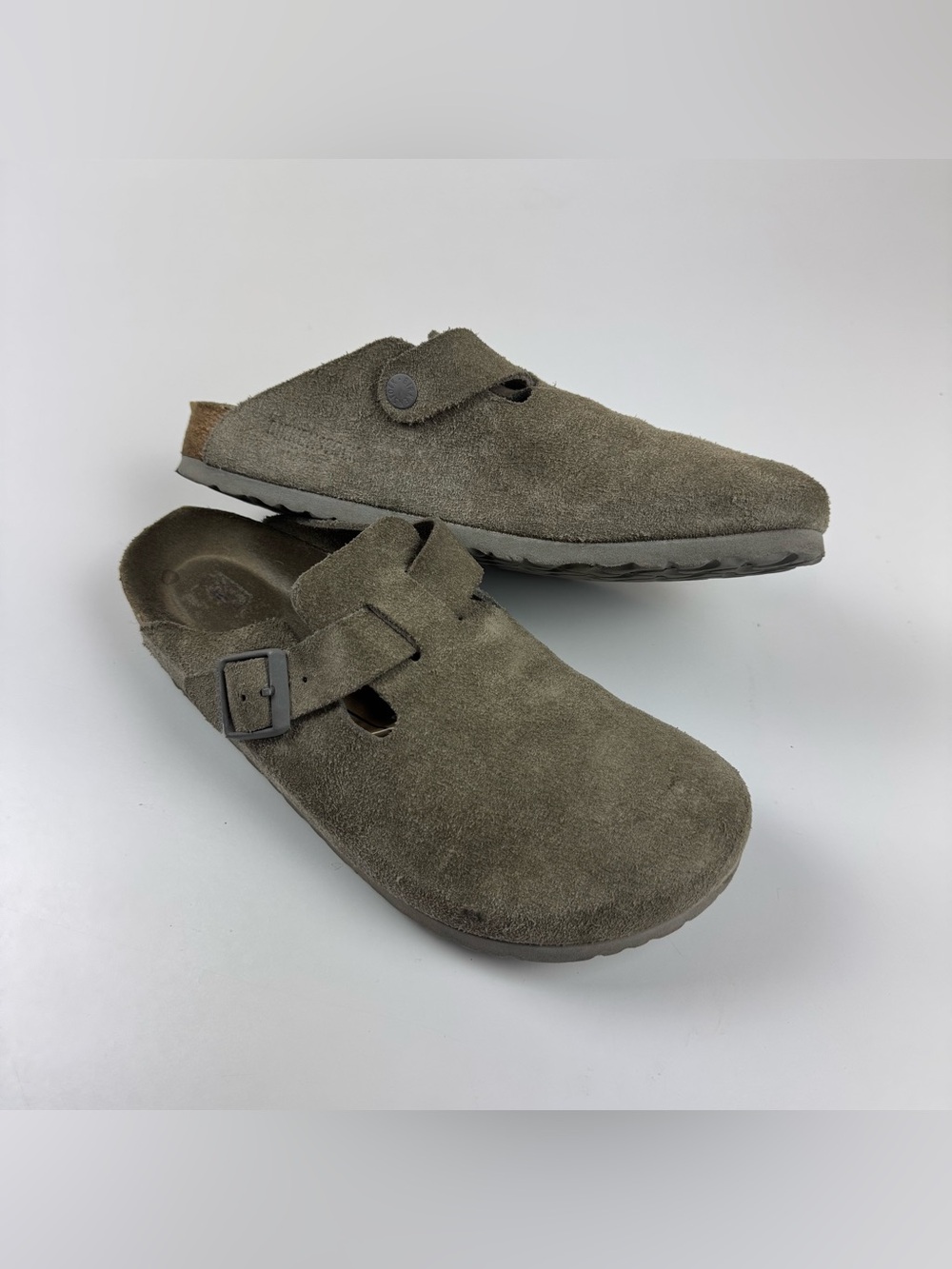 Birkenstock Boston Soft Footbed Grey Taupe Suede Clogs Shoe Women’s / Mens Sz 41